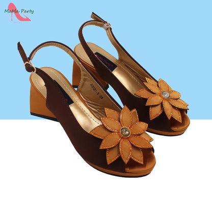 Design Italian Women Shoes and Bag Set in Green Color High Quality Comfortable Heels with Appliques for Wedding