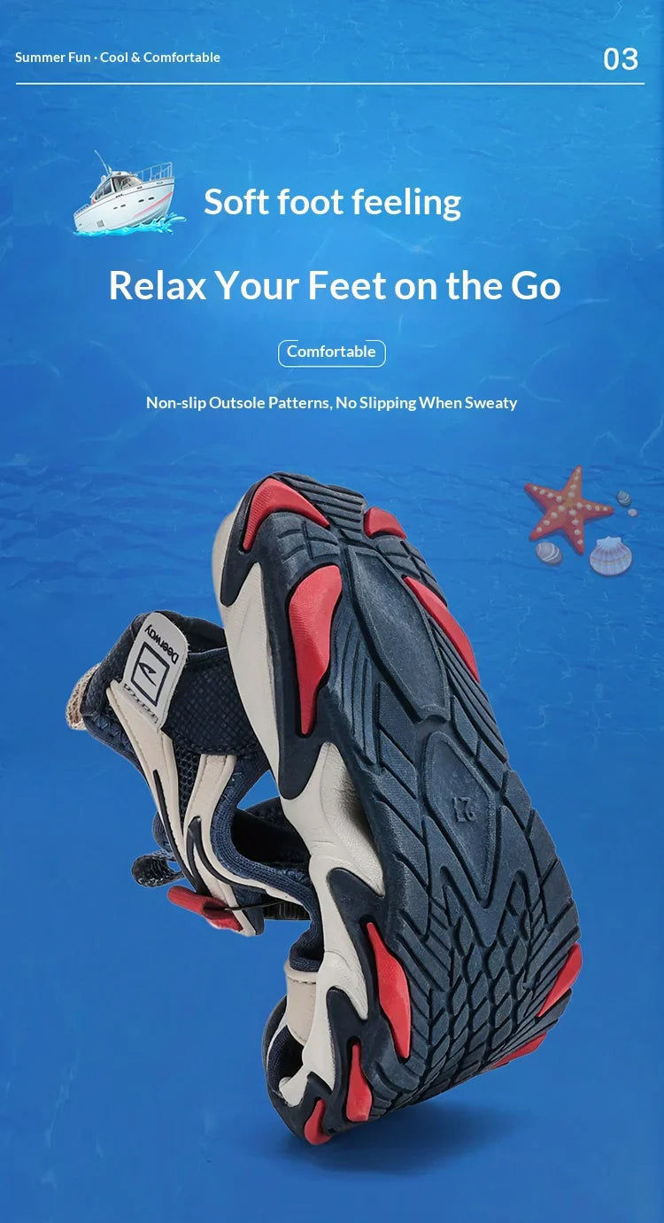 A pair of children's closed-toe sandals with quick-lock closure non-slip thick sole for daily and outdoor use DEH-D2508
