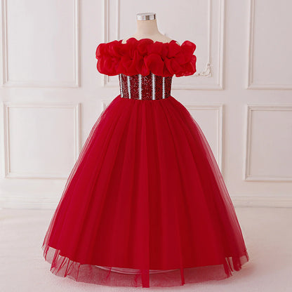 Vestido de Festa de Lantejoulas de Verão para Meninas Madrinhas Elegante Vestido de Baile Princesa para Casamento Vestido de Aniversário de Menina Roupa Infantil para Cerimônia de Formatura