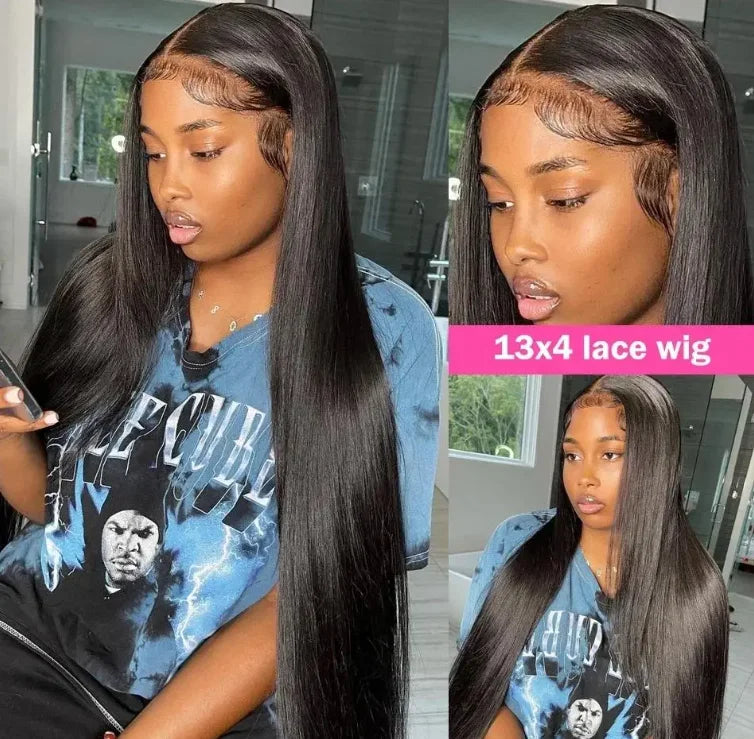 40 42 Inch Bone Straight Human Hair Wigs 13x4 13x6 HD Transparent Lace Frontal Wigs Glueless Straight Lace Front Human Hair Wigs