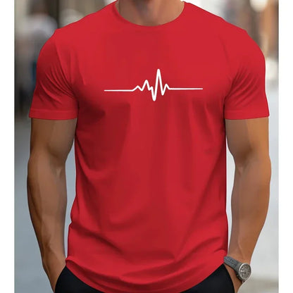 2025 Men's 100% Cotton Summer Loose Size Creative Graphic Printed Slim Fit Casual Sports Round Neck Short Sleeved T-shirt Top