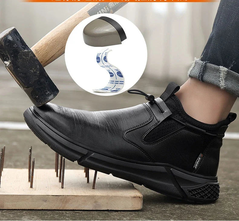 Fashion Safety Shoes Men's Work Steel Toe Caps Male Indestructible Protective Shoes Puncture-Proof Security Footwear Work Boots