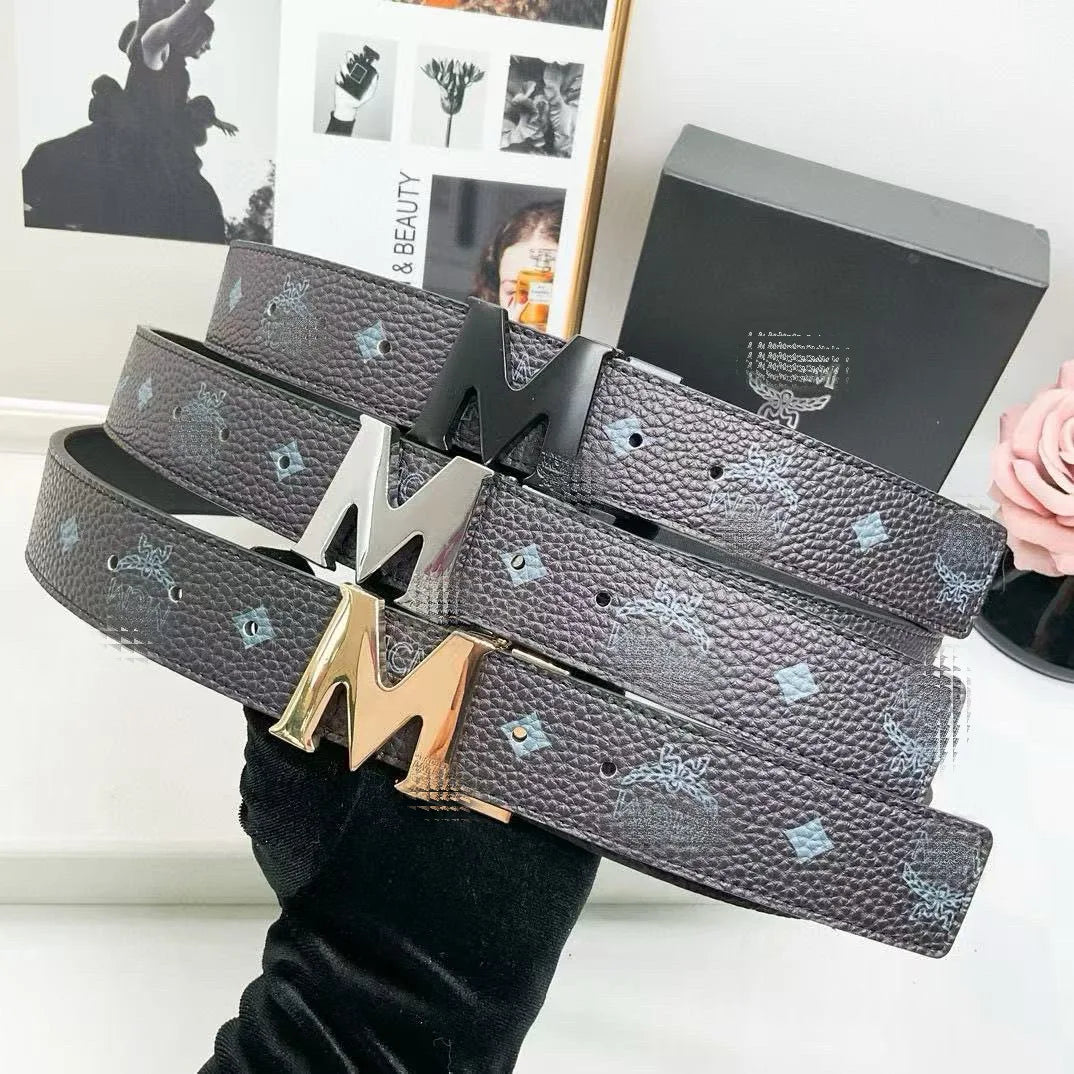 Classic Men's Belt Pure Cowhide Durable Fashionable Business Casual Alloy Buckle Hole Punching for Middle-aged And Young
