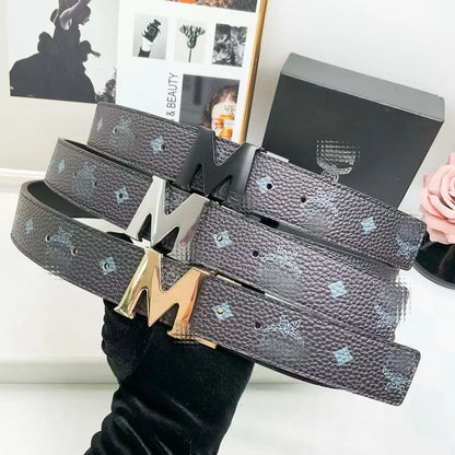 Classic Men's Belt Pure Cowhide Durable Fashionable Business Casual Alloy Buckle Hole Punching for Middle-aged And Young
