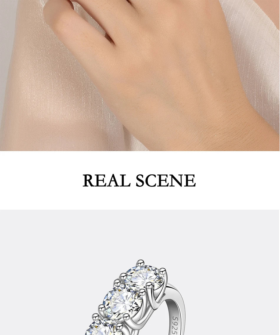 2.5/5CT Moissanite Ring For Women S925 Pure Silver Five Gemstone Ring Luxury Wedding High-end Jewelry