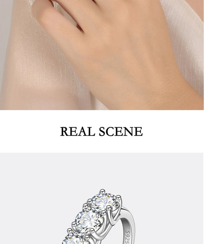 2.5/5CT Moissanite Ring For Women S925 Pure Silver Five Gemstone Ring Luxury Wedding High-end Jewelry