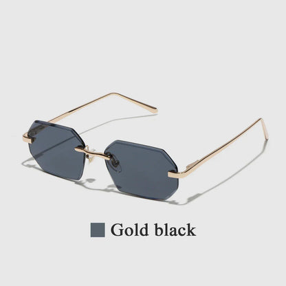 Sunglasses Men Brand Designer Fashion Rimless Sun Glasses Shades Diamond Cut Lens Ladies Frameless Metal Eye glasses