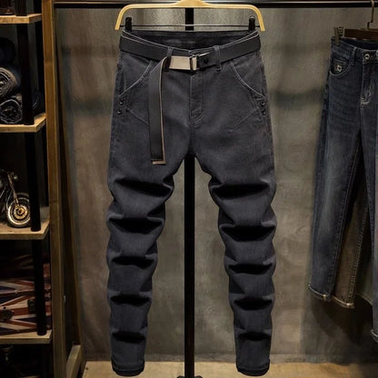 2024 Spring and Autumn New Fashion Solid Color Black Stretch Shorts Men's Casual Slim Comfortable Breathable High-Quality Jeans