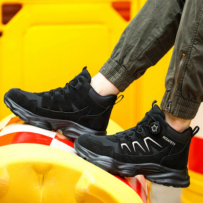 Work Boots Men Anti Smash Anti Piercing Steel Toe Safety Shoes Lightweight Breathable Work Boots Industrial Construction Boots