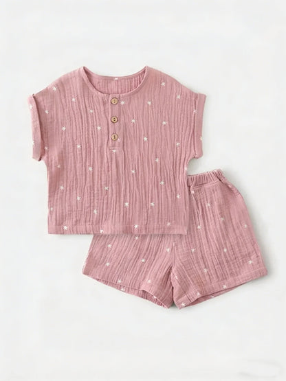 Fashion Kids Clothes Suit Summer Casual Organic Cotton Kids Tshirt + Shorts Toddler Baby Short Sleeve Outfits