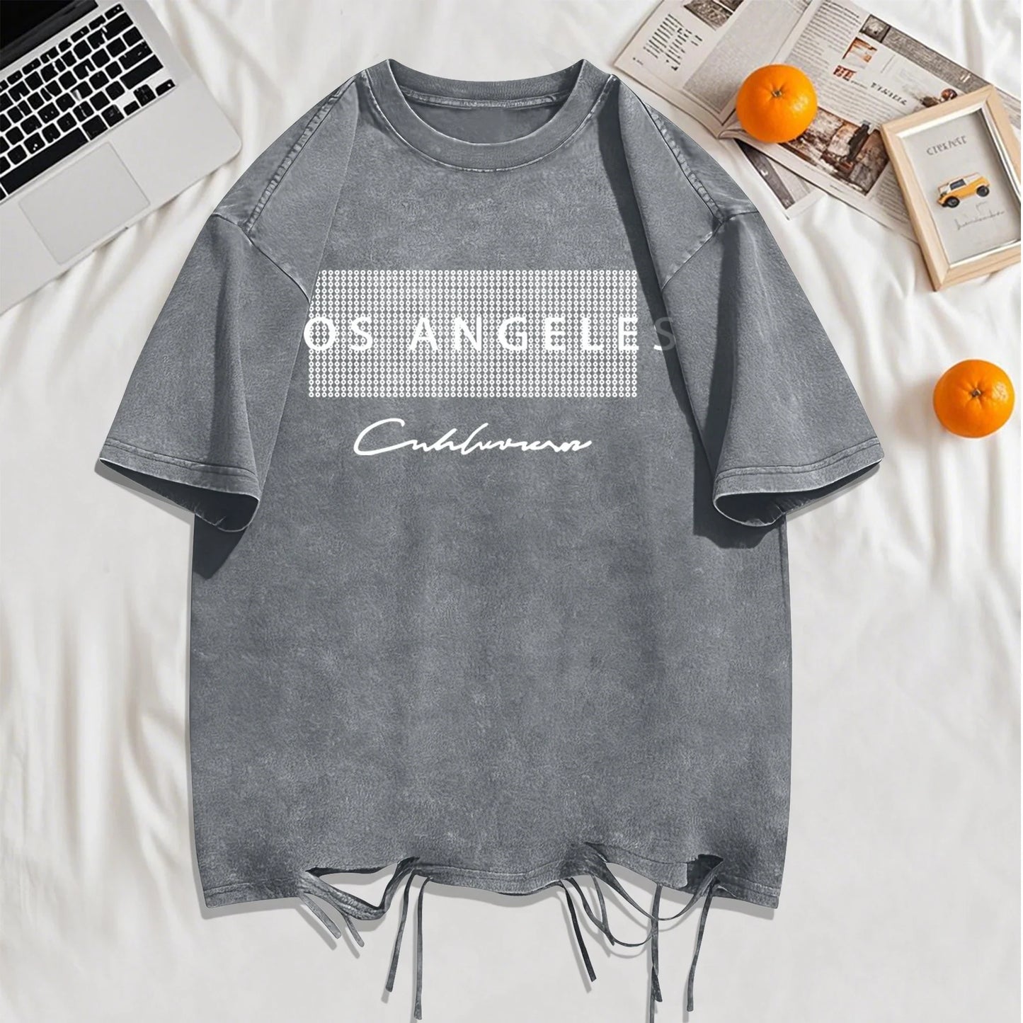 Famous Cities In The United States Washed Holes Male T Shirts Fashion Tee Unisex Cotton Clothing Casual Retro Loose Short Sleeve