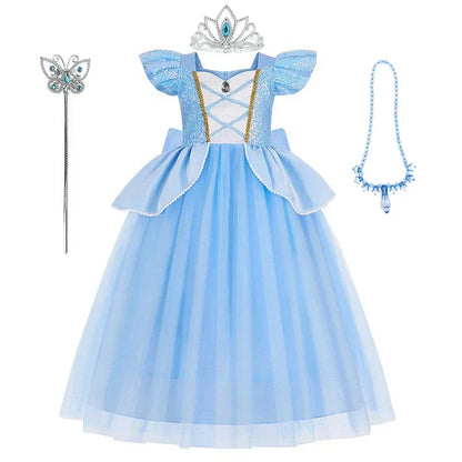 Cinderella Princess Ball Gown Fancy Birthday Rapunzel Belle Vestidos Party Dress Girls Costume Carnival Elegant Clothes