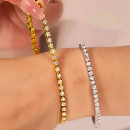 2.5/3mm Moissanite Tennis Bracelets Elastic Bangle Plated 18K Gold for Women Certified Lab Diamond Hand Chain Fine Jewelry
