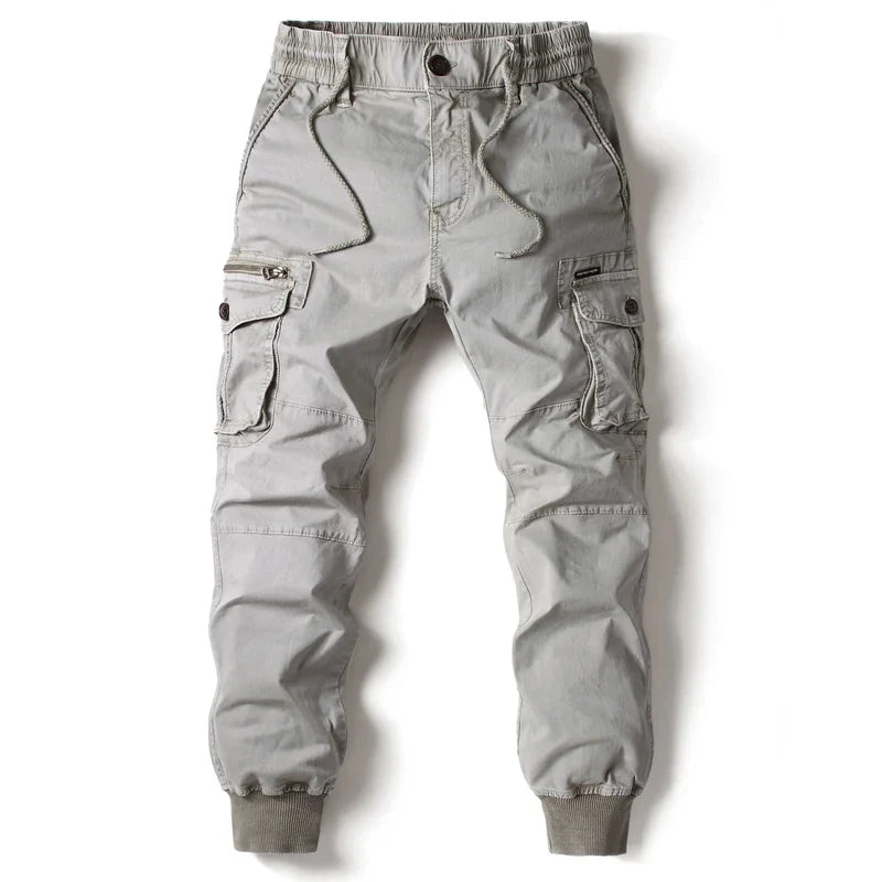 New Cotton Men Cargo Pants Khaki Casual Men Tactical Joggers Cargo Multi-Pocket Fashion Black Army Light gray Trousers Work Wear