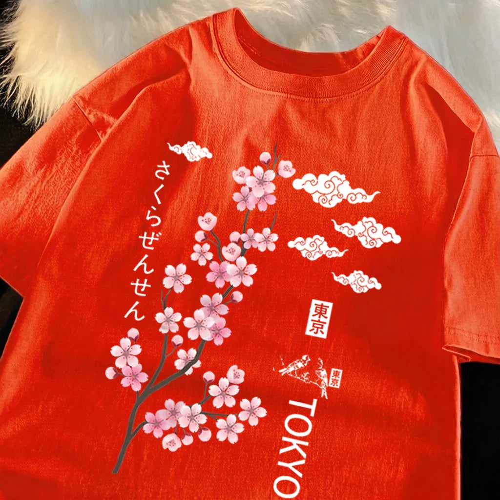 You Can Enjoy Cherry Blossoms From Tokyo T Shirt Men Summer Casual Top Soft Unisex Clothes Loose Cotton Male Colour Short Sleeve
