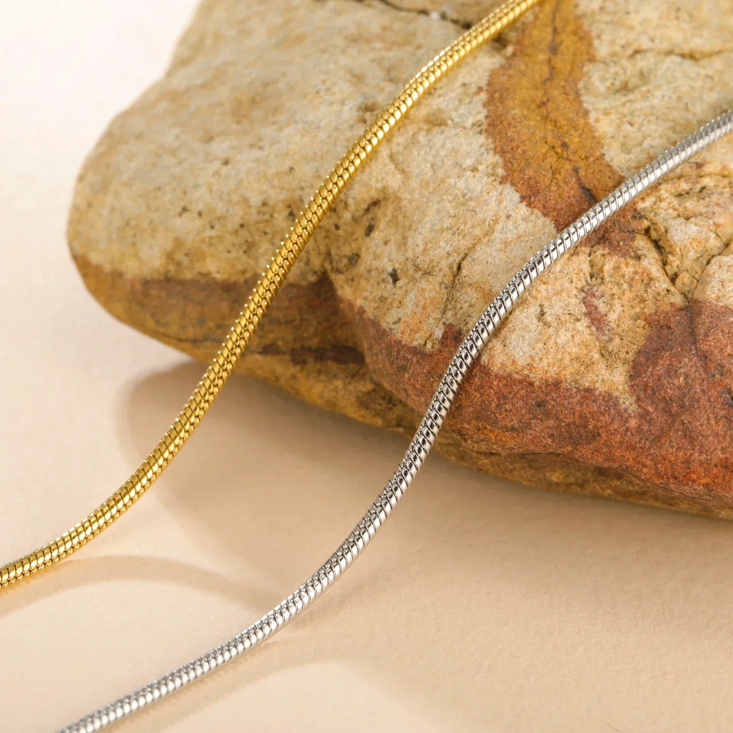 Stainless Steel Gold Color Round Snake Chain Necklace Women Men Long Neck Chains Trendy Punk Jewelry Gift Wholesale
