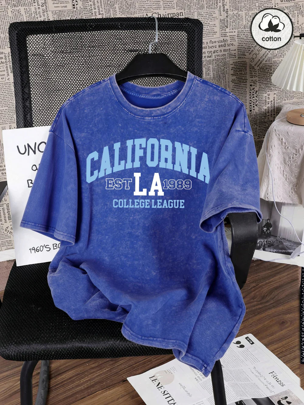 California College 1989 Printing Washed T-Shirts Mens Oversized Cotton T Shirts Summer O-Neck Short Sleeve Tops Casual Male Tees