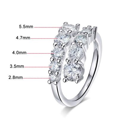 D VVS Moissanite Rings for Women Sparkling Diamond Engagement Wedding Band with GRA 925 Sterling Sliver Plated 18k Ring