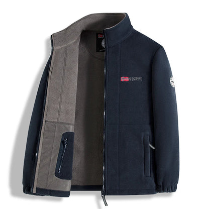 2025 Men's Fleece Coat Autumn and Winter Thickened Warm Windproof Cold-proof Loose Plus Size Outdoor Sports Collar Fleece Jacket