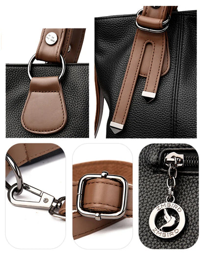 100% Cow Leather Handbag Women Genuine Leather Shoulder Bags Natural High Quality Cowhide Crossbody Large Capacity Messenger Bag
