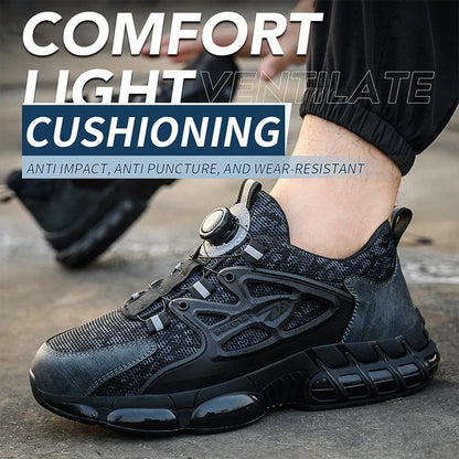 Rotating Button Safety Shoes Men Work Shoes Steel Toe Cap Working Boots Sneakers Man Anti Puncture Dangerous Work Shoes