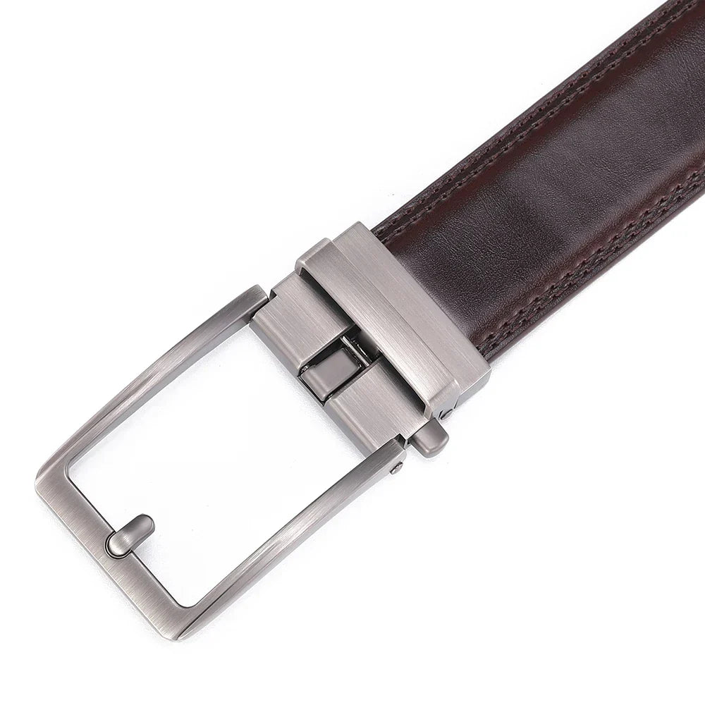 Click Belts for Men Luxury Brand Designer Fashion Automatic Buckle Genuine Leather Men's Belt Male Jeans Waist Strap Blue 3.5 cm
