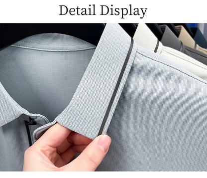 Light luxury brand letter emboss short sleeve T-shirt summer popular men polo shirt comfort silky breathable business casual top