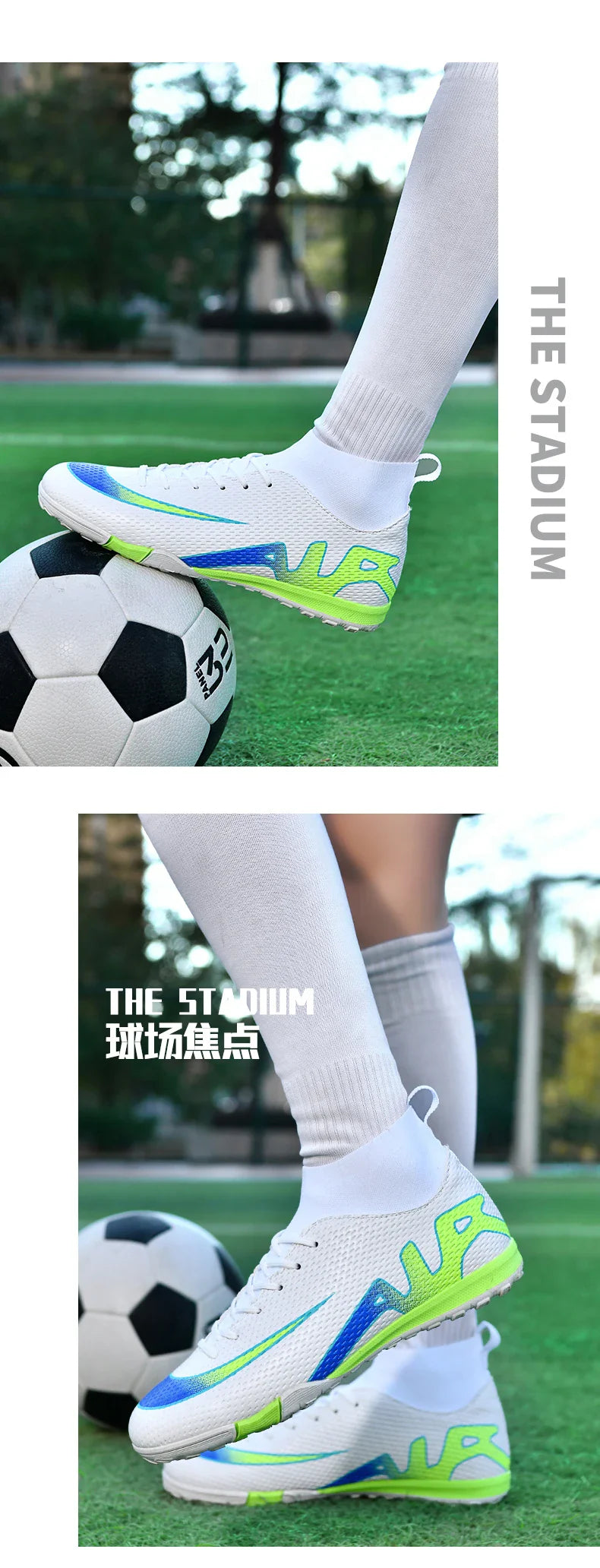 Men Professional Soccer Cleats FG/TF Football Boots Non Slip Breathable Training Shoes Outdoor Match Sneakers Grass Turf Sports