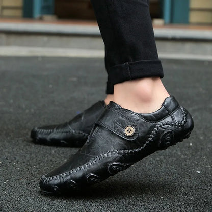 New Spring Men's handmade leather shoes, genuine leather casual shoes, breathable leather shoes, large size, walking 38-48