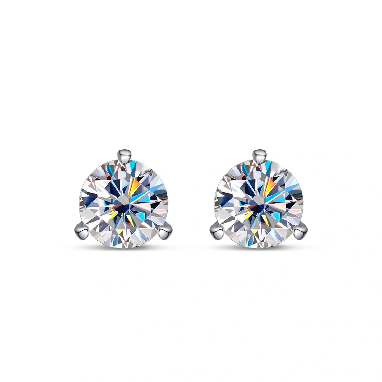 D VVS1 Round Moissanite Earring 3 Prongs Setting Classic Trendy Women Man Fine Jewelry GRA Certified 925 Sliver Earring