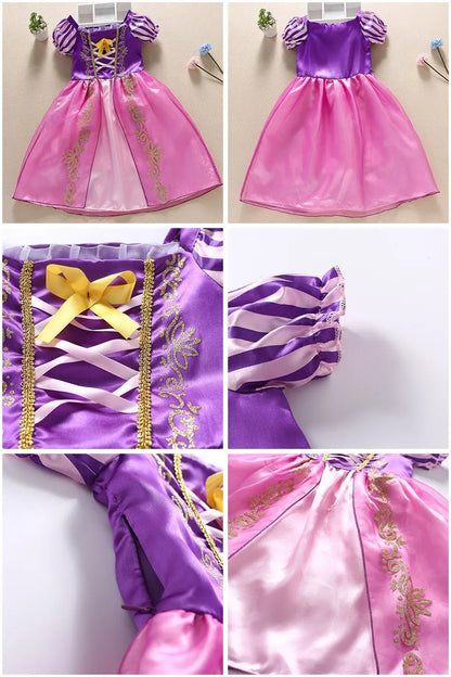 Fantasia Infantil Belle Menina Halloween Princesa Vestido Cosplay Festa Crianças Rapunzel Cinderela Anna Elsa Encanto Roupa de Aniversário