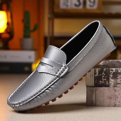 Fashion Men Leather Casual Shoes Soft Lightweight Breathable Slip-on Mens Driving Shoes Comfortable Loafers Moccasins