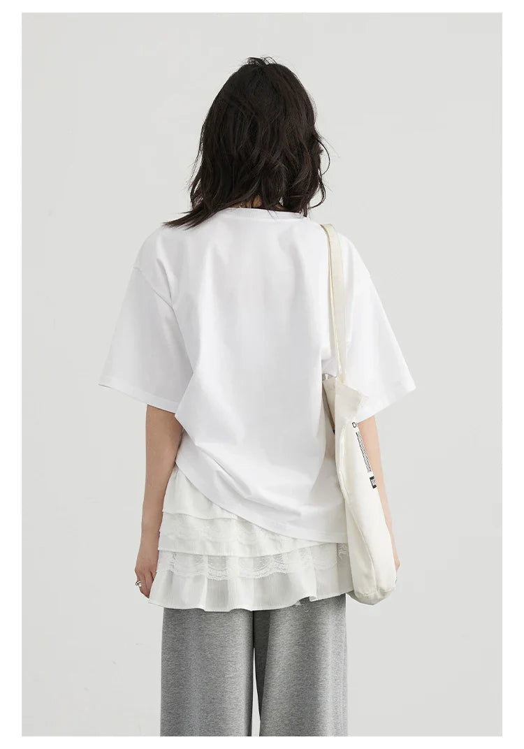 CHIC VEN Camisetas Femininas Soltas Streetwear Unissex Divertido Cão Bordado Manga Curta Algodão Blusas Menina Femininas Verão 2025