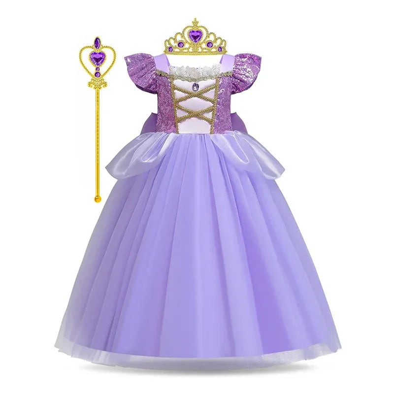 Cinderella Princess Ball Gown Fancy Birthday Rapunzel Belle Vestidos Party Dress Girls Costume Carnival Elegant Clothes