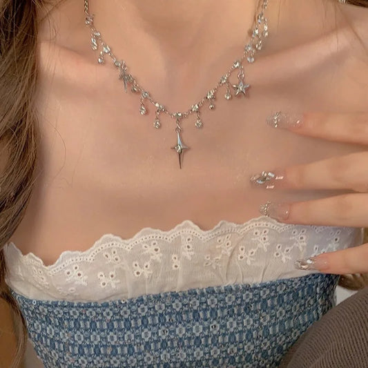 Pendent Necklace for Women Punk Simple Zircon Tassel Clavicle Chain Choker Elegent Party Gift Jewelry Girl