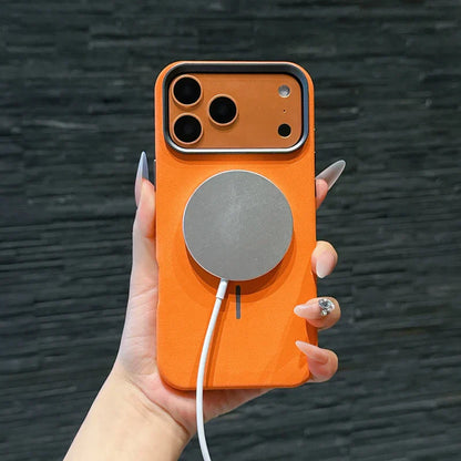 For iPhone 17 Pro Max 17 Air Case Magnetic Elephant Skin Pattern Ultra-thin Metal Lens Protection Wireless Charging Cover