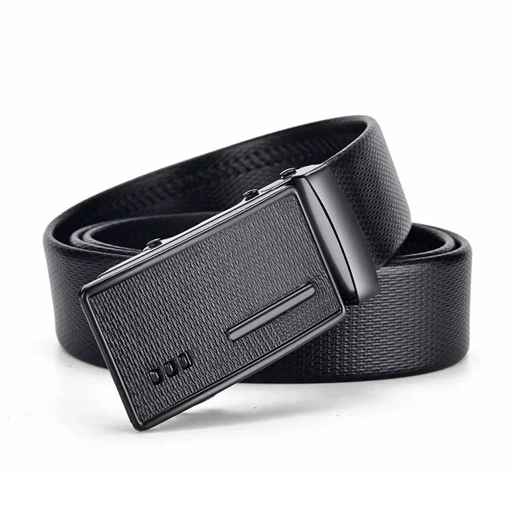 Men's leather belt with automatic buckle, Korean version trendy and casual middle-aged and young business leather pants belt