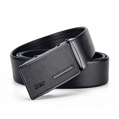 Men's leather belt with automatic buckle, Korean version trendy and casual middle-aged and young business leather pants belt