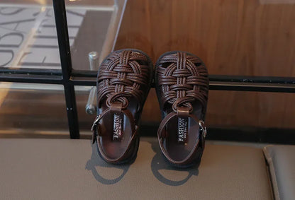 New Sandals Summer Children's Woven Casual Baby Shoes Girls Beach Shoes Slipper Size 22-31