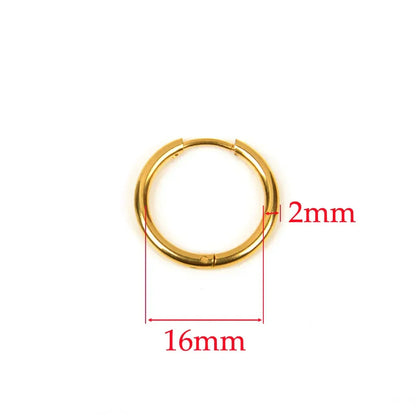 10pcs 316L Stainless Steel Hoop Earrings Women Men Punk Hiphop Circular Ear Buckle Ring Jewelry Gold Color Accessories Wholesale