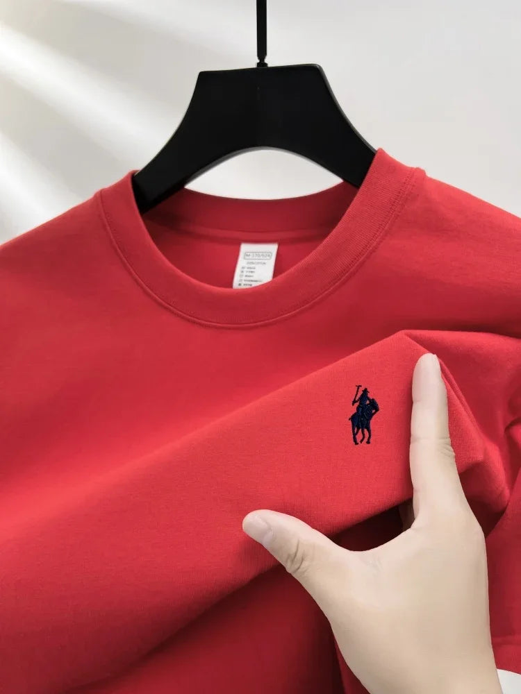 Luxury brand short sleeve men's round neck T-shirt summer fashion classic pony embroidery design 100cotton breathable casual top
