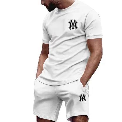 men's two-piece sportswear short sleeved T-shirt and pants set running and fitness sportswear summer
