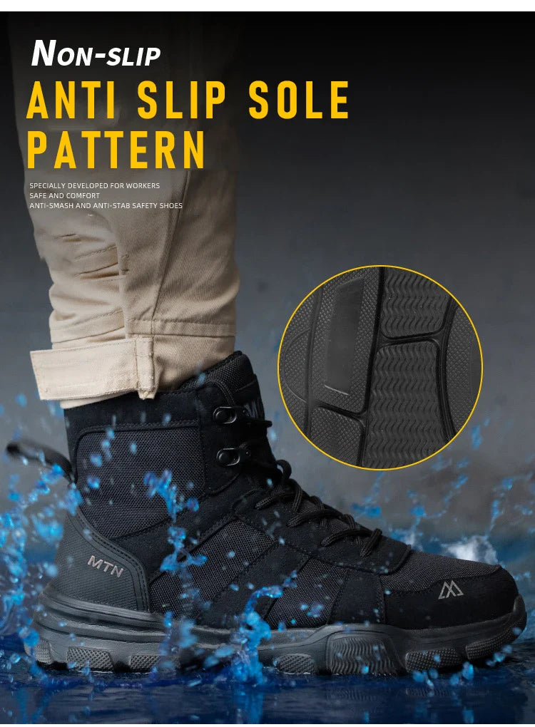 high-top Men Safety Shoes Protection Shoes Anti-Smash Anti-puncture Work Boots Indestructible Shoes Fashion Working Sneakers