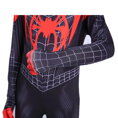 Kids Superhero Bodysuit Miles Cosplay Peter Parker Cartoon Costume Halloween Hooded Set Holiday Costume Jumpsuit Hoodie Separate
