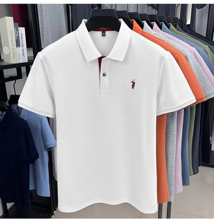 100% pure cotton high-end brand men's short sleeve polo shirt comfort lightweight summer casual T-shirt youthful fashionable top