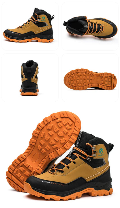 Men's Safety Shoes Steel Toe Anti Smash Safety Boots Puncture Proof Construction Wear-Resistant Work Boots