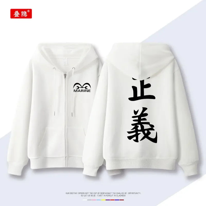 Anime Hooded Jacket Men Women Zip Up Sweatshirt Graphic Print Streetwear Loose Casual Autumn Winter Fashion