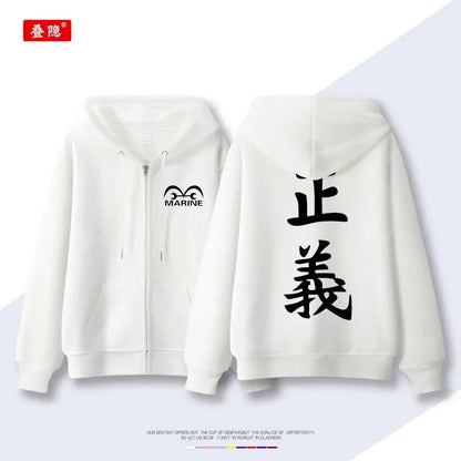 Anime Hooded Jacket Men Women Zip Up Sweatshirt Graphic Print Streetwear Loose Casual Autumn Winter Fashion