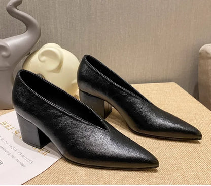 Sexy Autumn New Designer Vintage Evening Shoes Ladies Fashion Pointed Toe V Cut Woman Shoes High Heel Pumps Sexy C323