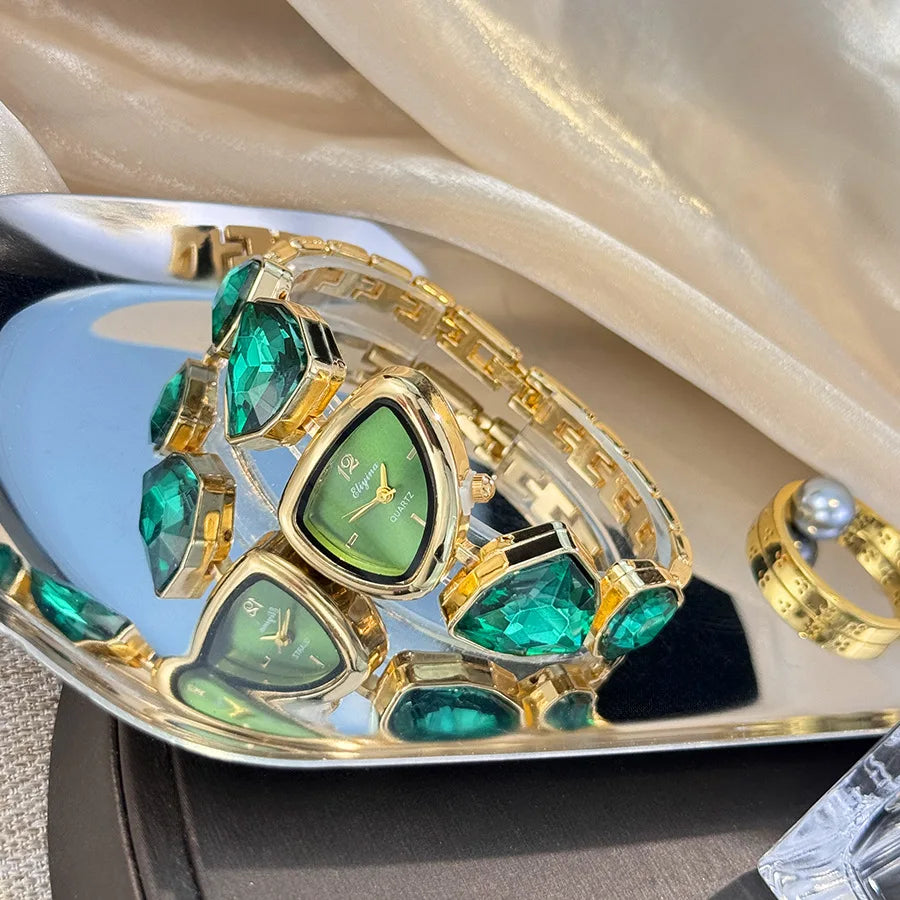 New color scheme irregular design big diamond watch light luxury niche watch color fashion high sense foreign trade wholesale